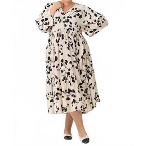 NEW BITTE KAI RAND gingko leaves flounce dress - plus size in gingko leaves